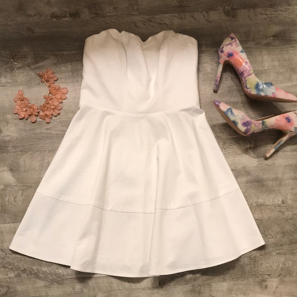Express strapless white dress
